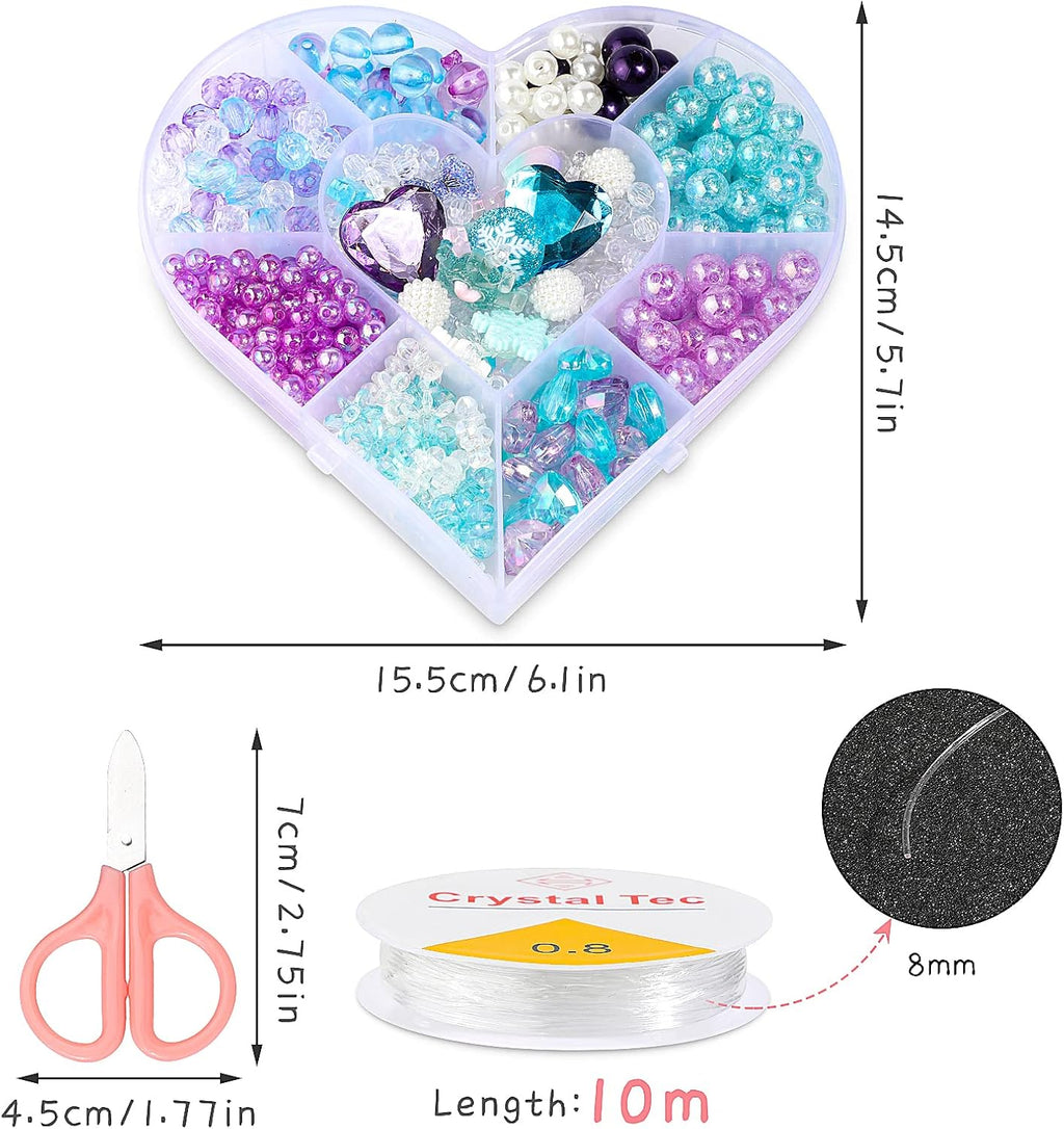 Bastelset Kinder Perlen Schmuck 400Pcs+,Perlen Zum Auffädeln Kinder Schmuck Basteln Halskette Armband Basteln DIY Meerjungfrau Prinzessin Bastelset Mitgebsel Kindergeburtstag Geschenk Für Mädchen