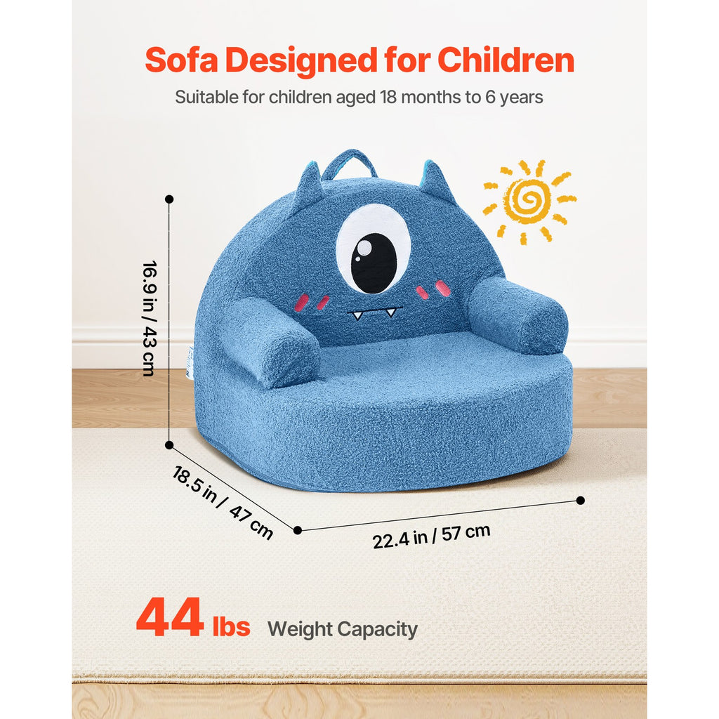 Uimoso Kindersofa Im Monster-Design Mit Armlehnen, Blau