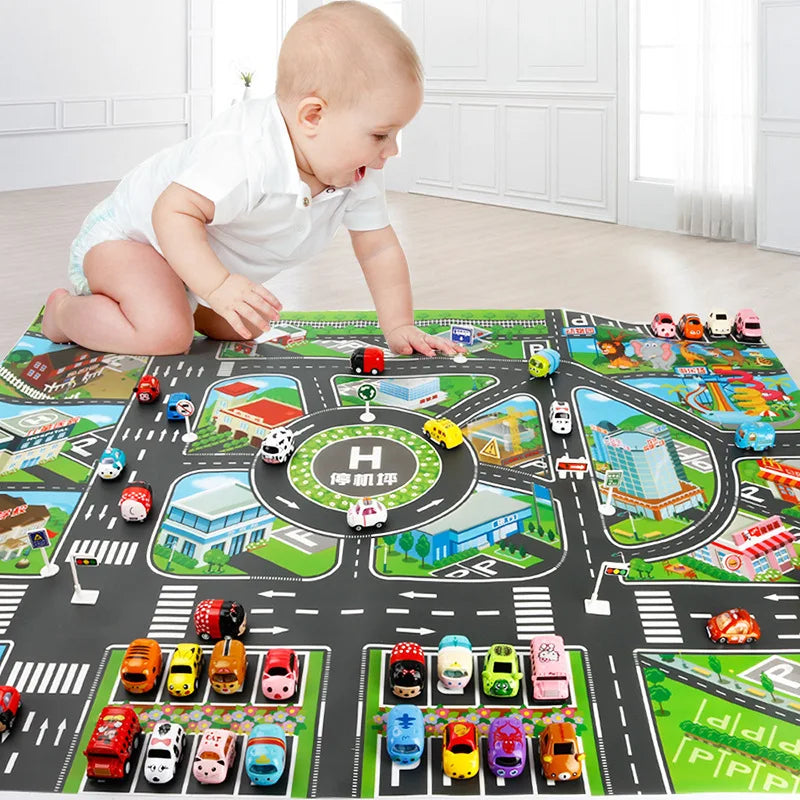Road Mat Children Traffic Car Map Boy Girls Educational Toy Road Carpet Playmat for Baby Mats Cartoon City Rug Kids Toys Games