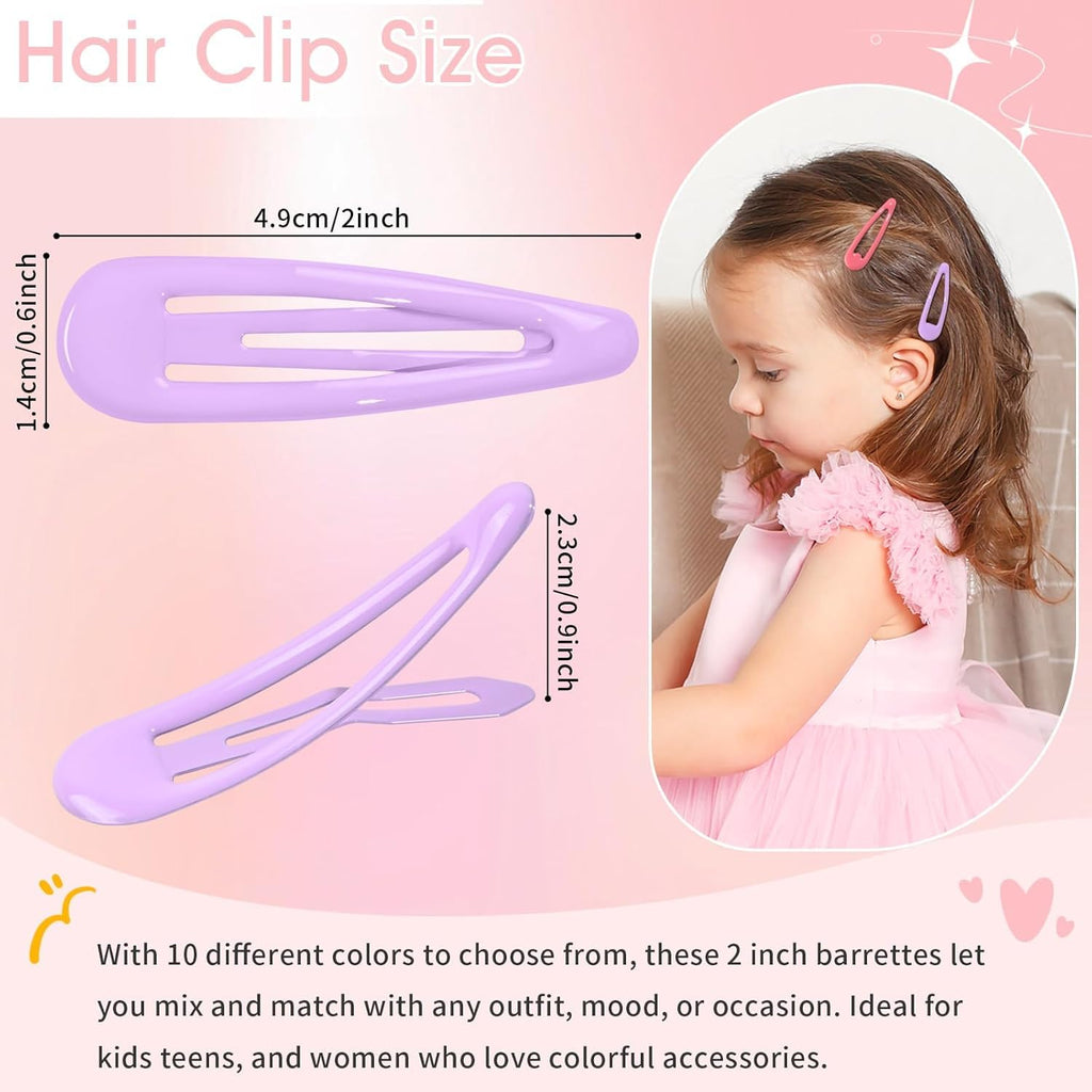 100 Stück 5Cm Haarspangen Mädchen Süße Haarclips Metall Snap Haarklammern in Bonbonfarbe Für Alltag & Party