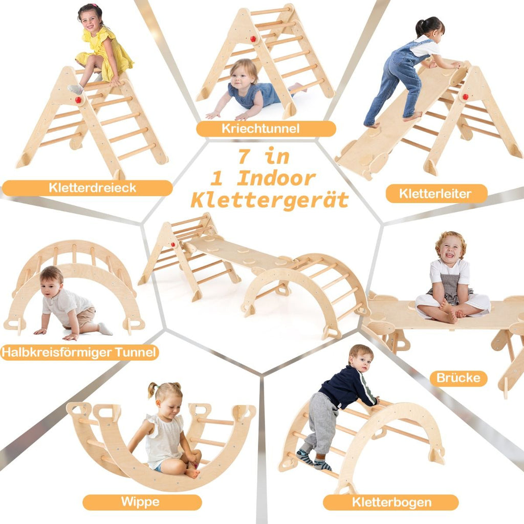 Kletterdreieck Mit Rutsche & Kletterbogen Klettergerüst Inkl. Doppelseitige Rampe