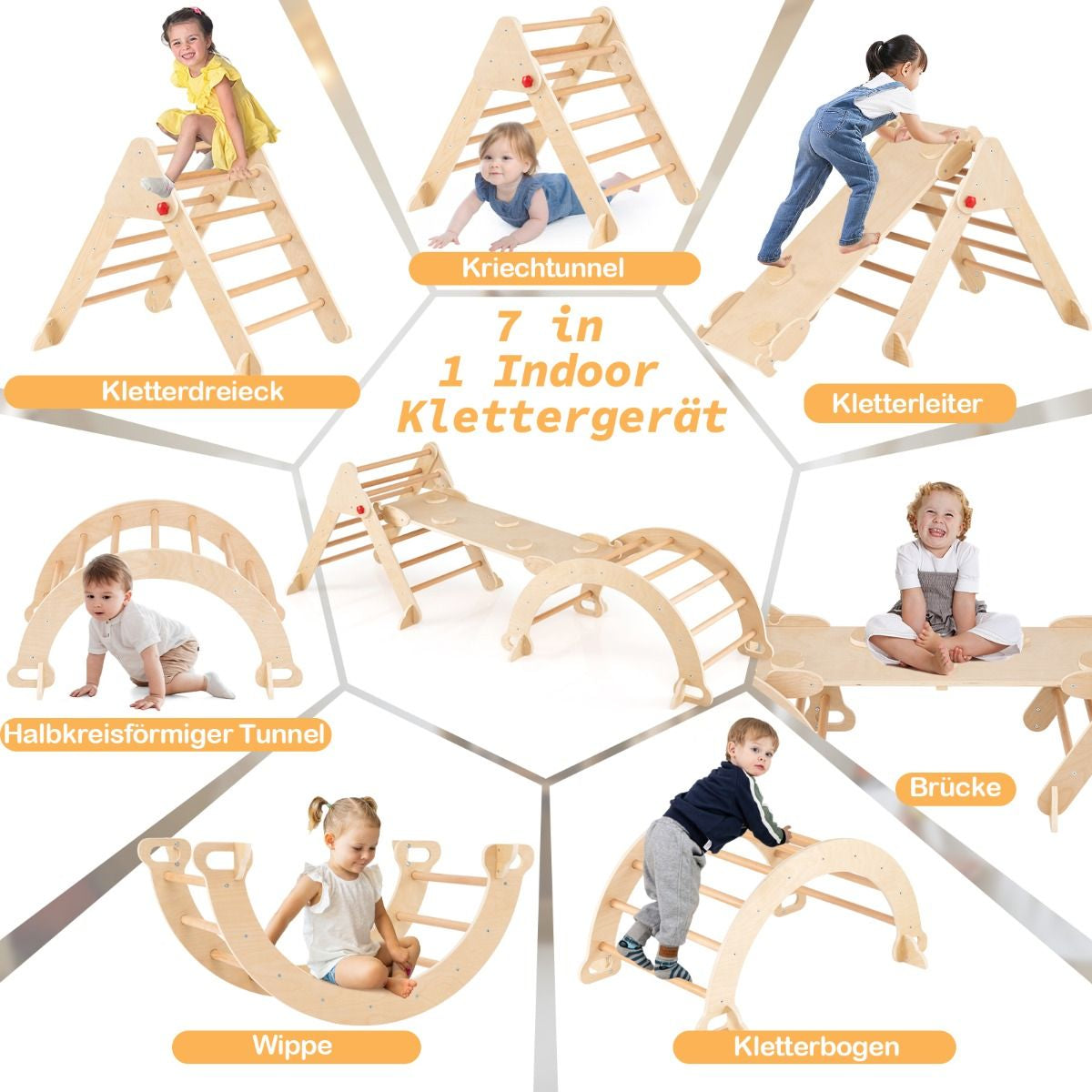 Kletterdreieck Mit Rutsche & Kletterbogen Klettergerüst Inkl. Doppelseitige Rampe