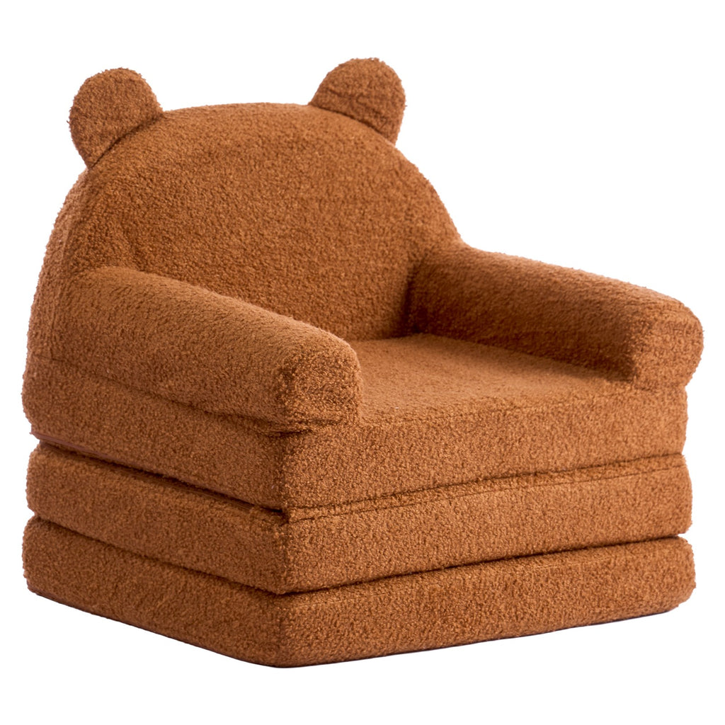 Uimoso Kindersofa Und Sessel 2-In-1 Mit Armlehnen, Ausklappbar, Braun