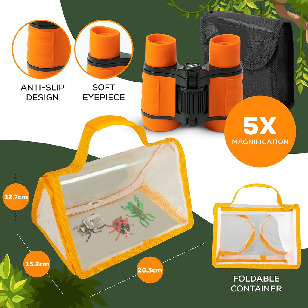 Forscherset Für Kinder Ab 6 - Insekten Forscherset Kinder Mit Fernglas Für Kinder, Becherlupe, Schmetterlingsnetz, Lupenglas Für Kinder