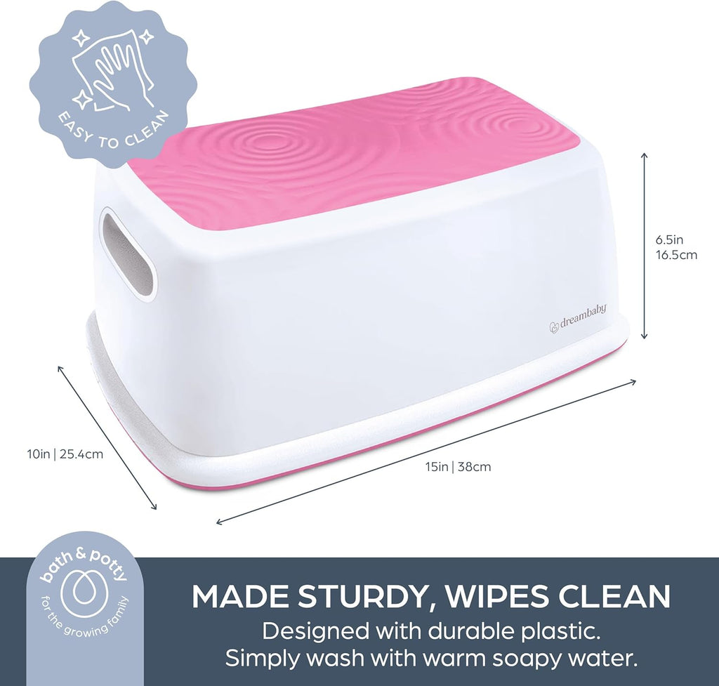 Easy-Up Toddler & Me Premium Step Stool - Anti-Slip Base & Sure-Grip Topper - Supports up to 145Kg - Easy to Clean, Lightweight and Durable Step up for Toddlers, Kids & Adults - Pink