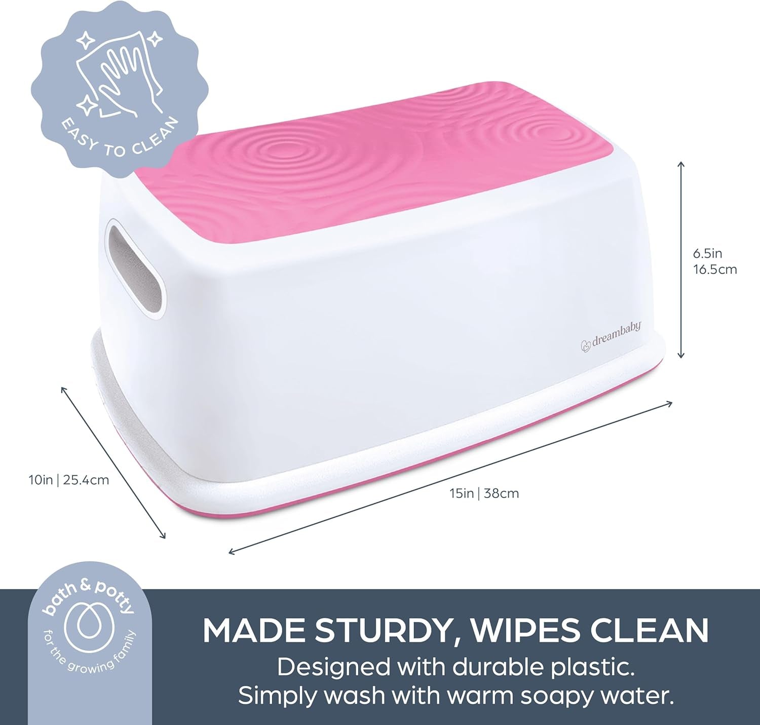 Easy-Up Toddler & Me Premium Step Stool - Anti-Slip Base & Sure-Grip Topper - Supports up to 145Kg - Easy to Clean, Lightweight and Durable Step up for Toddlers, Kids & Adults - Pink