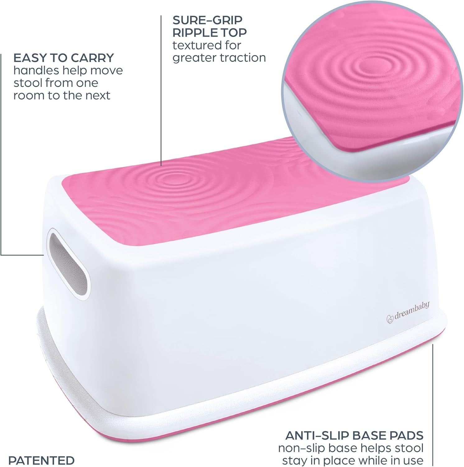 Easy-Up Toddler & Me Premium Step Stool - Anti-Slip Base & Sure-Grip Topper - Supports up to 145Kg - Easy to Clean, Lightweight and Durable Step up for Toddlers, Kids & Adults - Pink