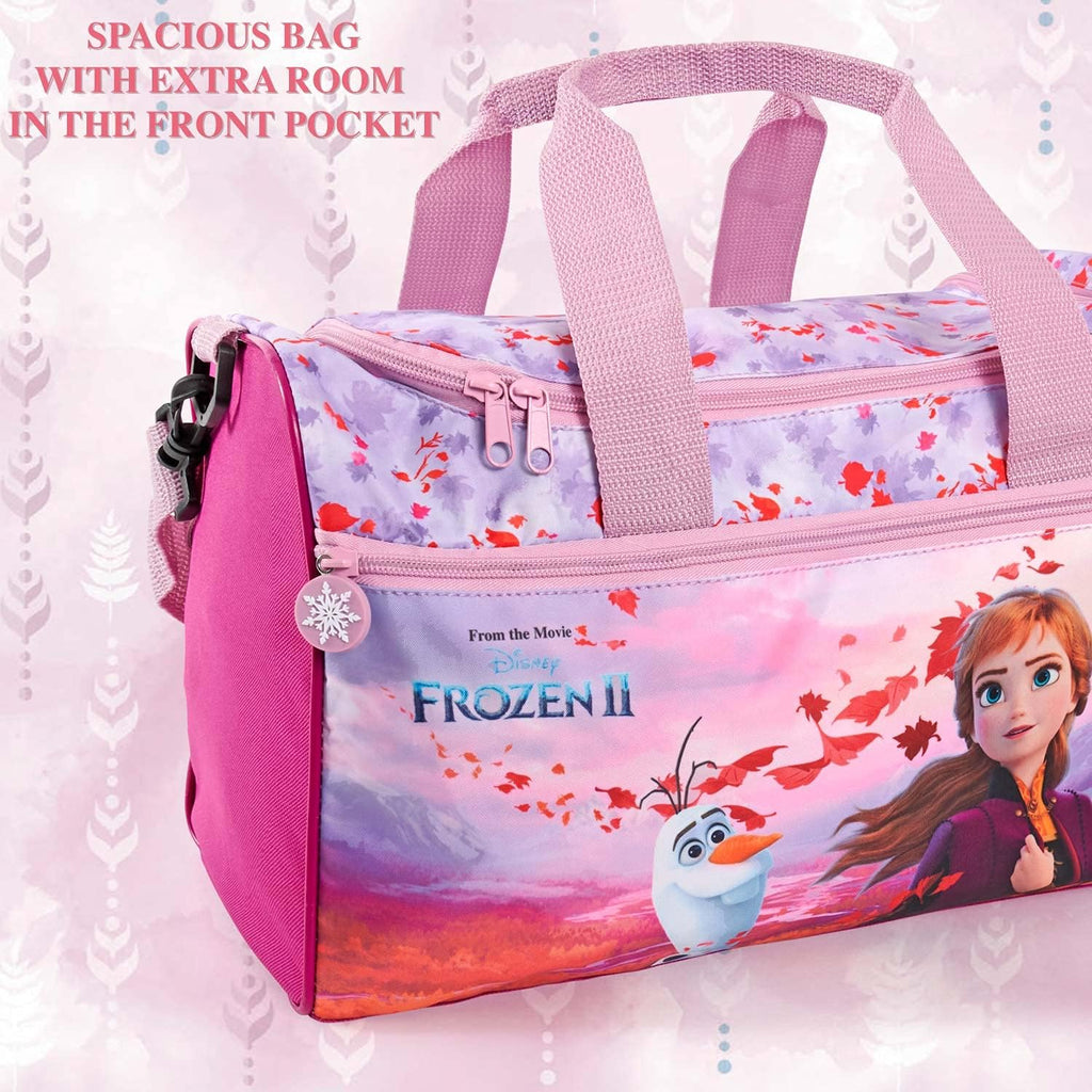 Eiskönigin Sporttasche Für Kleine Mädchen - Frozen 2 Kinder Schwimmtasche Wasserdicht Mit Anna ELSA Olaf - Umhängetasche Duffel Bag Violett Rosa Für Kleinkind Kindergarten - 35X22X15 Cm - Perletti