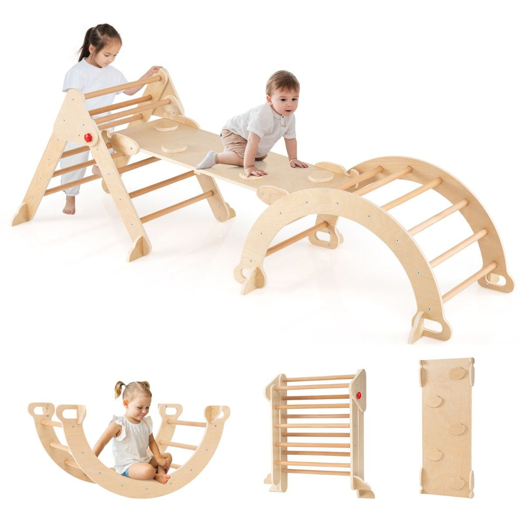 Kletterdreieck Mit Rutsche & Kletterbogen Klettergerüst Inkl. Doppelseitige Rampe