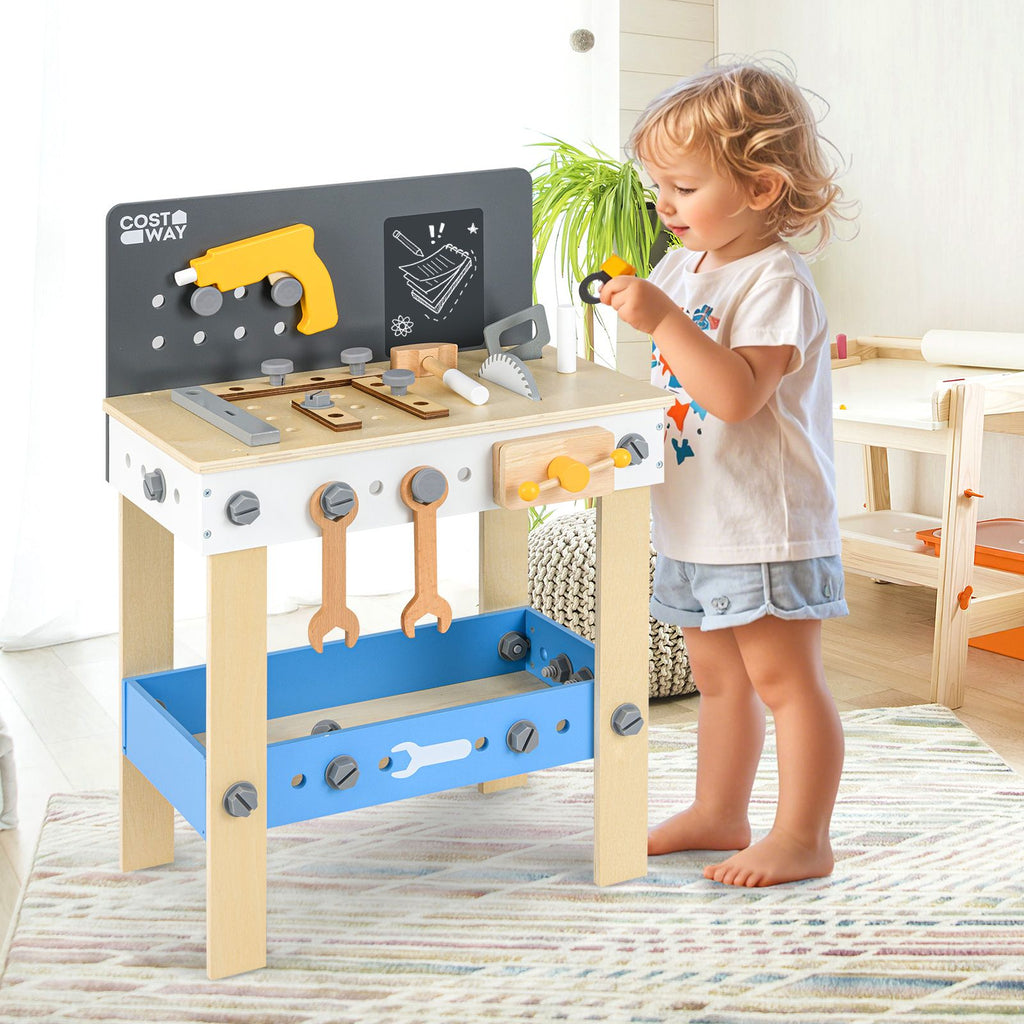 Werkzeugbank Für Kinder Hölzernes Werkbank-Spielset Zum Rollenspiel Mit Stecktafel Kreidetafel Und Ablageregal