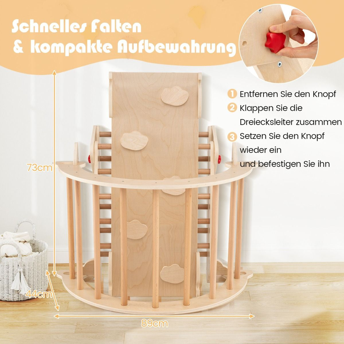 Kletterdreieck Mit Rutsche & Kletterbogen Klettergerüst Inkl. Doppelseitige Rampe