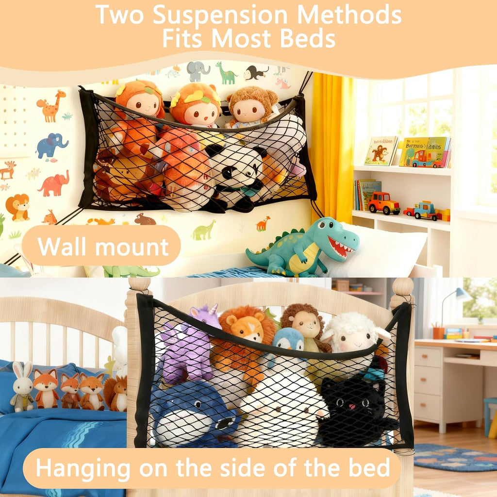 Bettseite Stofftier Organizer, Kuscheltier Aufbewahrung Netz, Boho Makramee Stofftier Hängematte Hängend Spielzeug Organizer Spielzeug Kuscheltier Aufbewahrung Netz