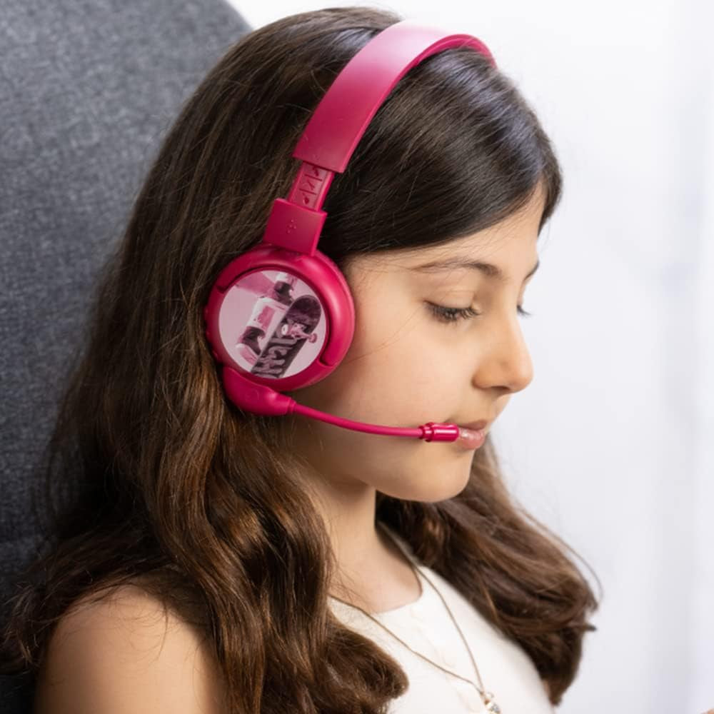 Brandneu Und „Made for Amazon“: Bluetooth-Kinderkopfhörer Buddyphones Poptime Pro Mit Lautstärkebegrenzung Und Bügelmikrofon (Alter: 3-12 Jahre), Pink