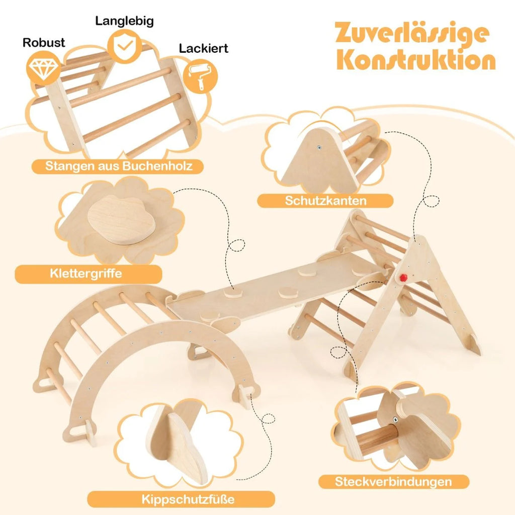 Kletterdreieck Mit Rutsche & Kletterbogen Klettergerüst Inkl. Doppelseitige Rampe