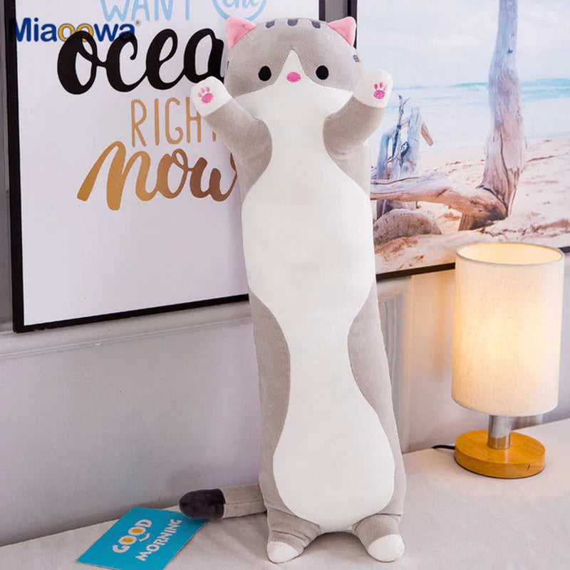 130Cm Cute Soft Long Cat Pillow Plush Toys Stuffed Pause Office Nap Pillow Bed Sleep Pillow Home Decor Gift Doll for Kids Girl