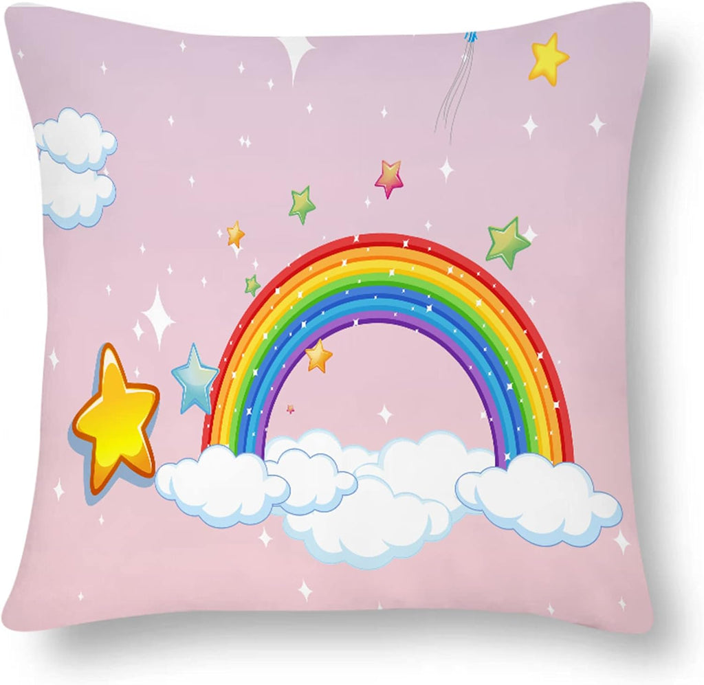 MUSOLEI Einhorn Kissenbezug 45X45Cm 2Er Kinder Samt Kissenbezug Regenbogen Einhorn Deko Kissenhülle Plüsch Sofakissenbezug Mit Reißverschluss Kissenbezüge Mädchen, Einhorn C