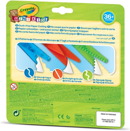 Crayola Mini Kids - 3 Sicherheitsscheren, Sichere Schere Mit Kunststoffklinge Zum Erlernen Des Schneidens, Kindergarten Aktivitäten, Ab 3 Jahren, 81-8119