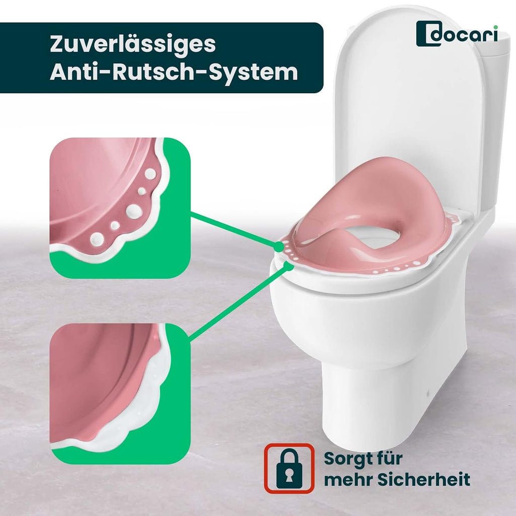 Toilettentrainer Mit Treppe Als Set Rosa - Toilettensitz Kinder Und Tritthocker Kinder - Toilettensitz Kinder Mit Treppe - Toilettenaufsatz Kinder WC Sitz Kinder Hocker Kinder Bad