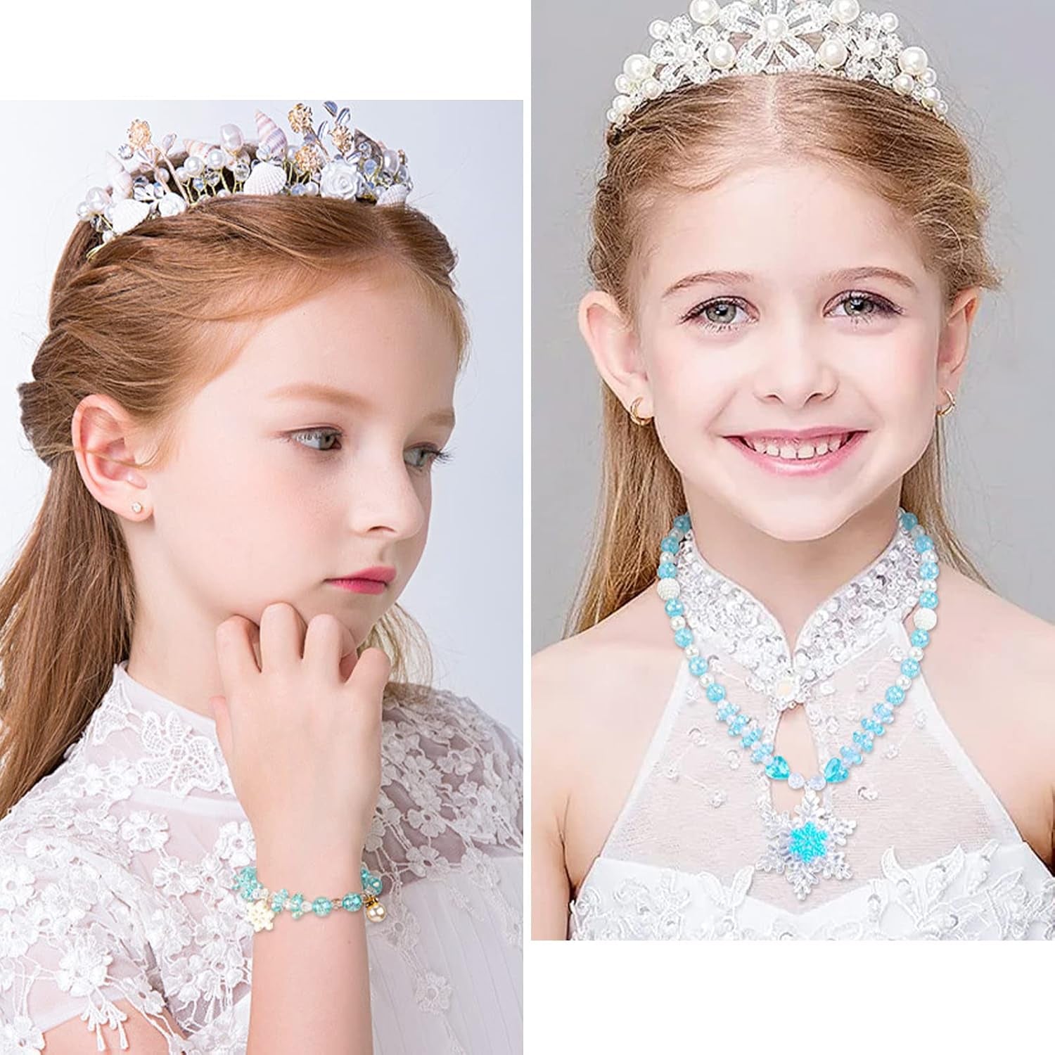 Bastelset Kinder Perlen Schmuck 400Pcs+,Perlen Zum Auffädeln Kinder Schmuck Basteln Halskette Armband Basteln DIY Meerjungfrau Prinzessin Bastelset Mitgebsel Kindergeburtstag Geschenk Für Mädchen