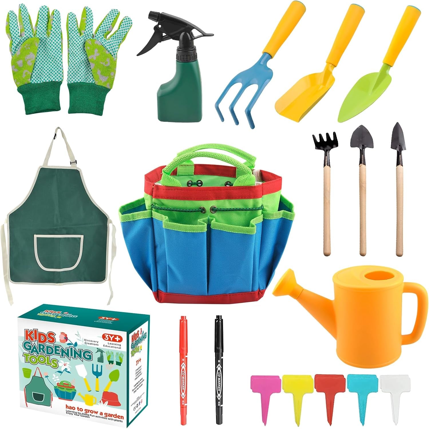 23 Stück Gartenwerkzeug Kinder, Gartengeräte Gartenspielzeug Kinder, Gartenset Kinder, Gartenwerkzeug Klein, Gartenspielzeug Kinder Mit Schaufel Gießkanne Gartenhandschuhe