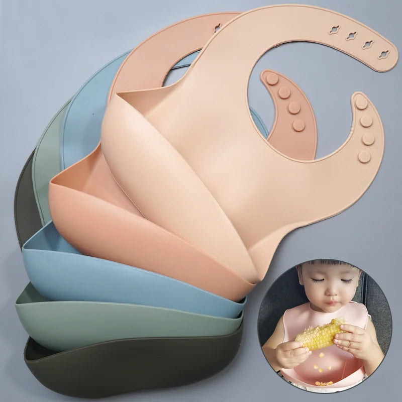 Best Gifts for Newborns Solid Silicone Baby Feeding Bibs Burp Cloths Bandana Fashionable Aprons Babador Breastplate Baby Stuff