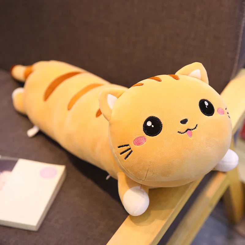 130Cm Cute Soft Long Cat Pillow Plush Toys Stuffed Pause Office Nap Pillow Bed Sleep Pillow Home Decor Gift Doll for Kids Girl