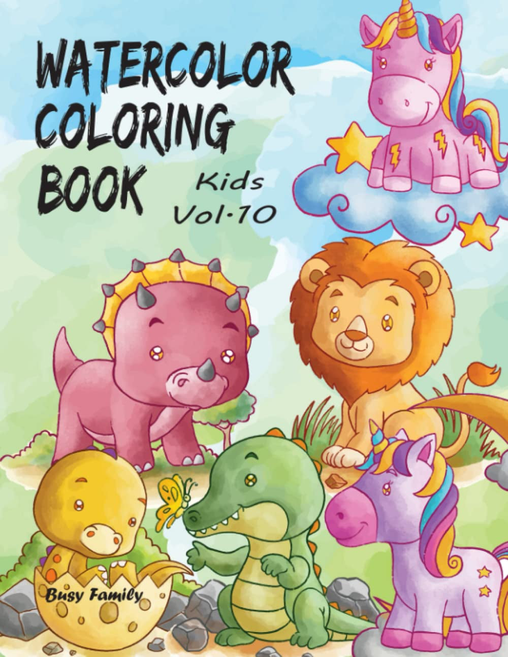 Watercolor Coloring Book Kids: (Vol. 10) 6 ADORABLE Coloring Pages+6 Inspiring REFERENCE Pages for Kids to Copy. Let Your Kids Learn How to Paint the ... (Watercolor Coloring Books for Kids, Band 9)
