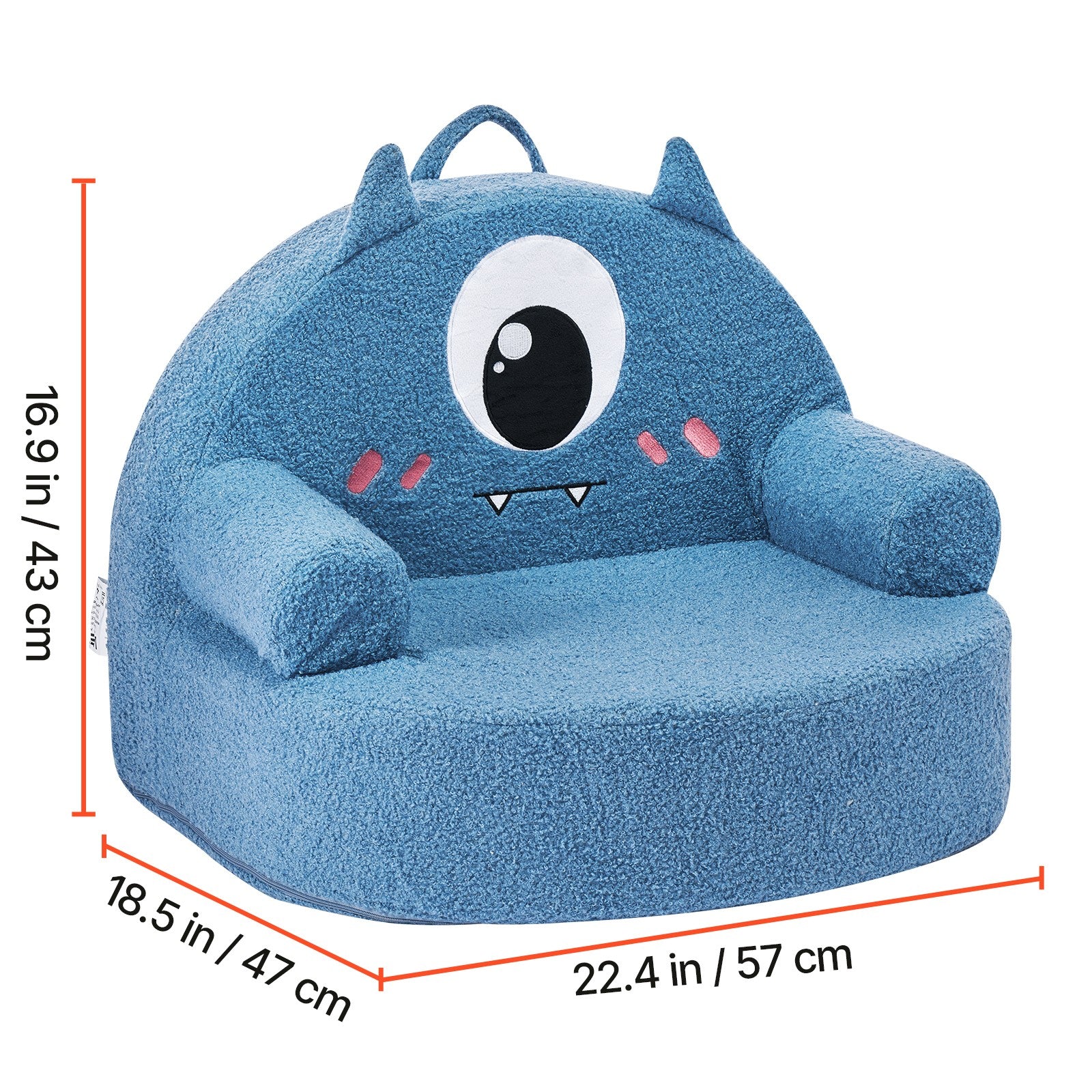 Uimoso Kindersofa Im Monster-Design Mit Armlehnen, Blau