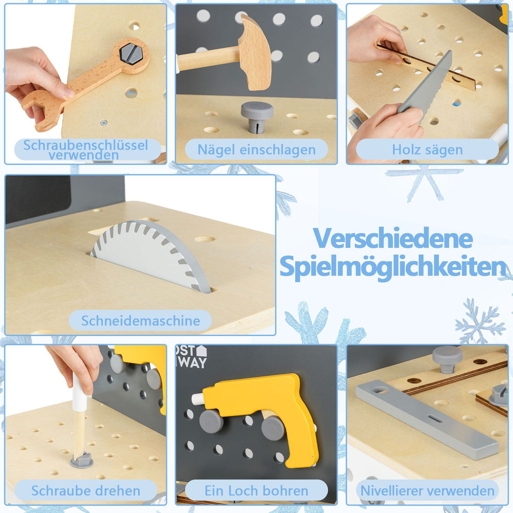 Werkzeugbank Für Kinder Hölzernes Werkbank-Spielset Zum Rollenspiel Mit Stecktafel Kreidetafel Und Ablageregal