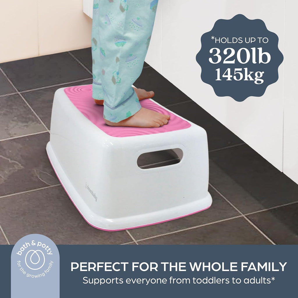 Easy-Up Toddler & Me Premium Step Stool - Anti-Slip Base & Sure-Grip Topper - Supports up to 145Kg - Easy to Clean, Lightweight and Durable Step up for Toddlers, Kids & Adults - Pink