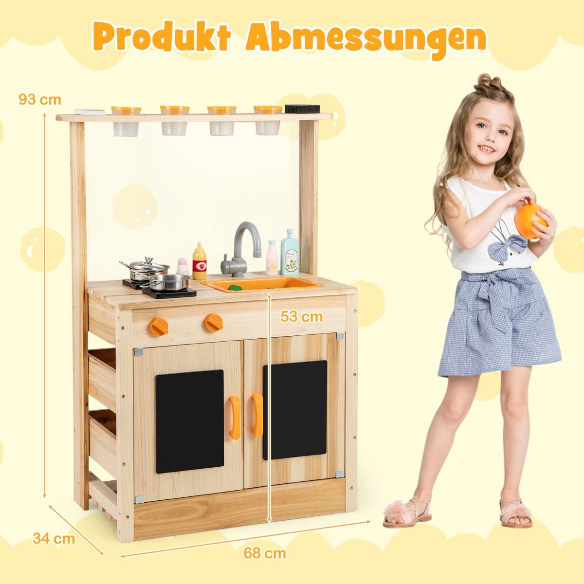 Kinder Mud Kitchen Mit Pflanzentöpfen & Kochgeschirr & Herden Holz Spielküche Spielset