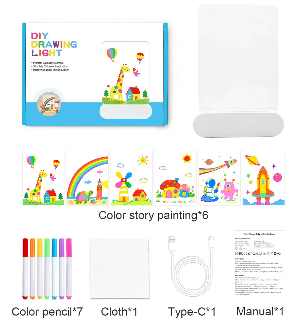 LED Drawinglight™ – Creative Wall Art Night Light for Kids with Glow Pens