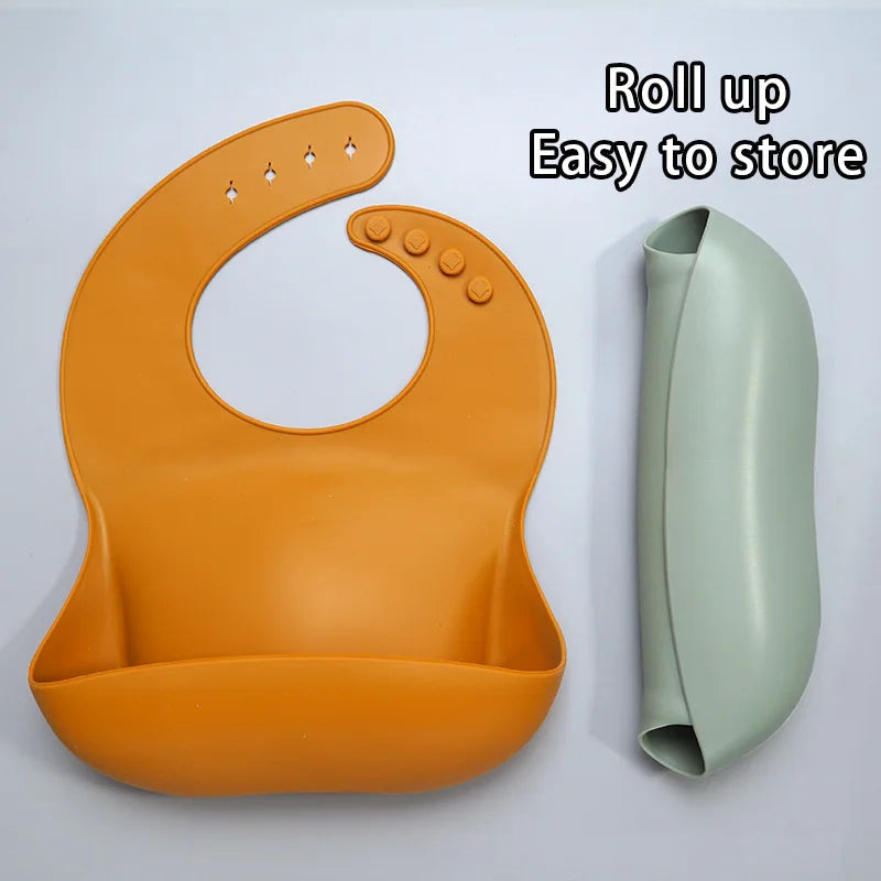 Best Gifts for Newborns Solid Silicone Baby Feeding Bibs Burp Cloths Bandana Fashionable Aprons Babador Breastplate Baby Stuff