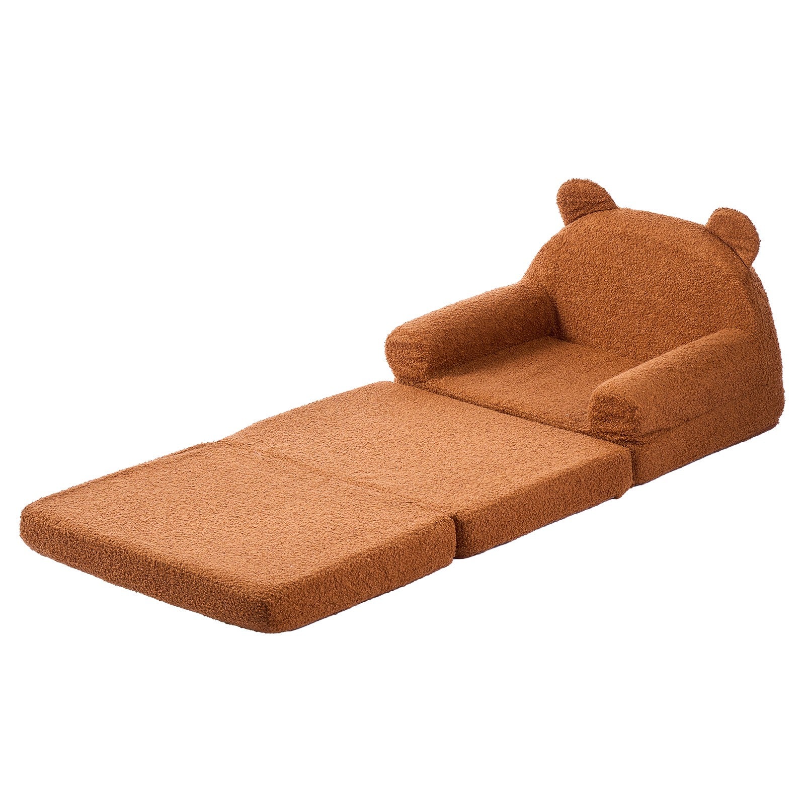 Uimoso Kindersofa Und Sessel 2-In-1 Mit Armlehnen, Ausklappbar, Braun