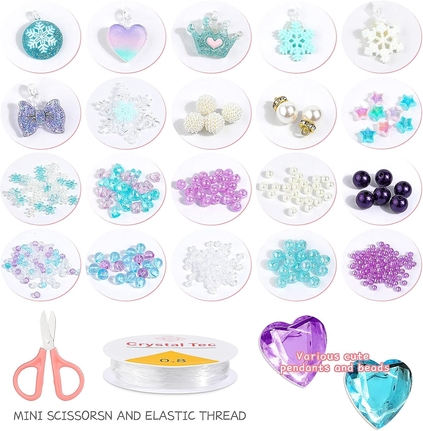 Bastelset Kinder Perlen Schmuck 400Pcs+,Perlen Zum Auffädeln Kinder Schmuck Basteln Halskette Armband Basteln DIY Meerjungfrau Prinzessin Bastelset Mitgebsel Kindergeburtstag Geschenk Für Mädchen