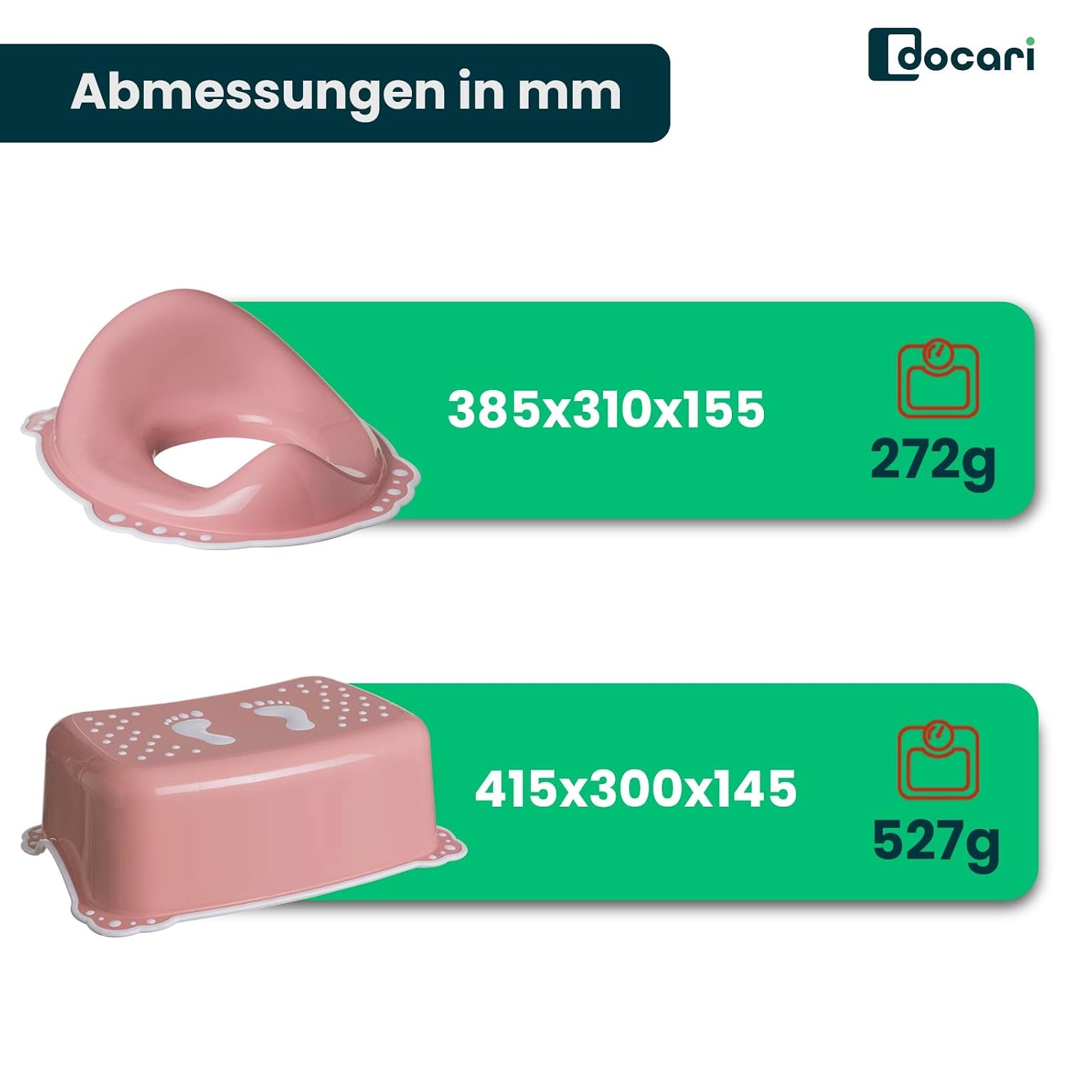 Toilettentrainer Mit Treppe Als Set Rosa - Toilettensitz Kinder Und Tritthocker Kinder - Toilettensitz Kinder Mit Treppe - Toilettenaufsatz Kinder WC Sitz Kinder Hocker Kinder Bad