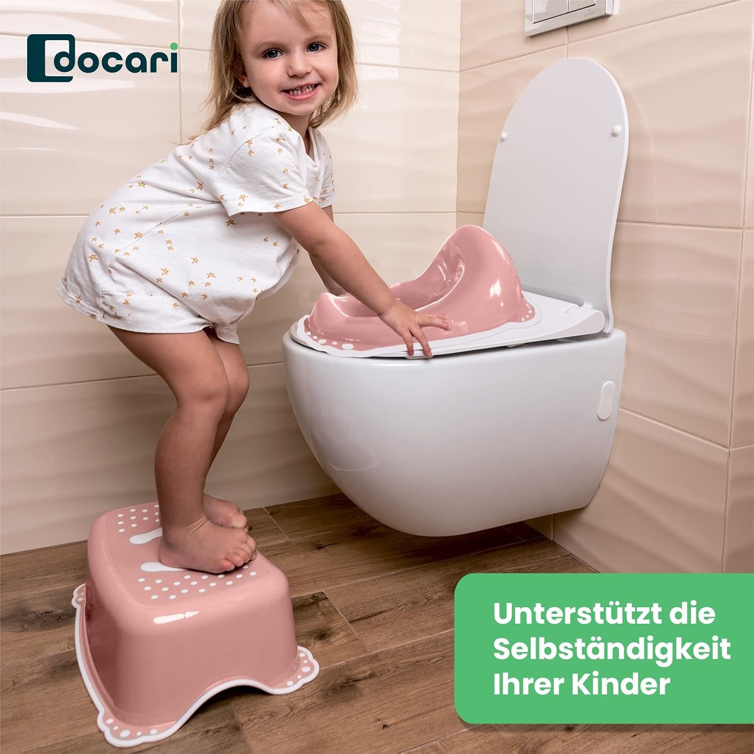 Toilettentrainer Mit Treppe Als Set Rosa - Toilettensitz Kinder Und Tritthocker Kinder - Toilettensitz Kinder Mit Treppe - Toilettenaufsatz Kinder WC Sitz Kinder Hocker Kinder Bad