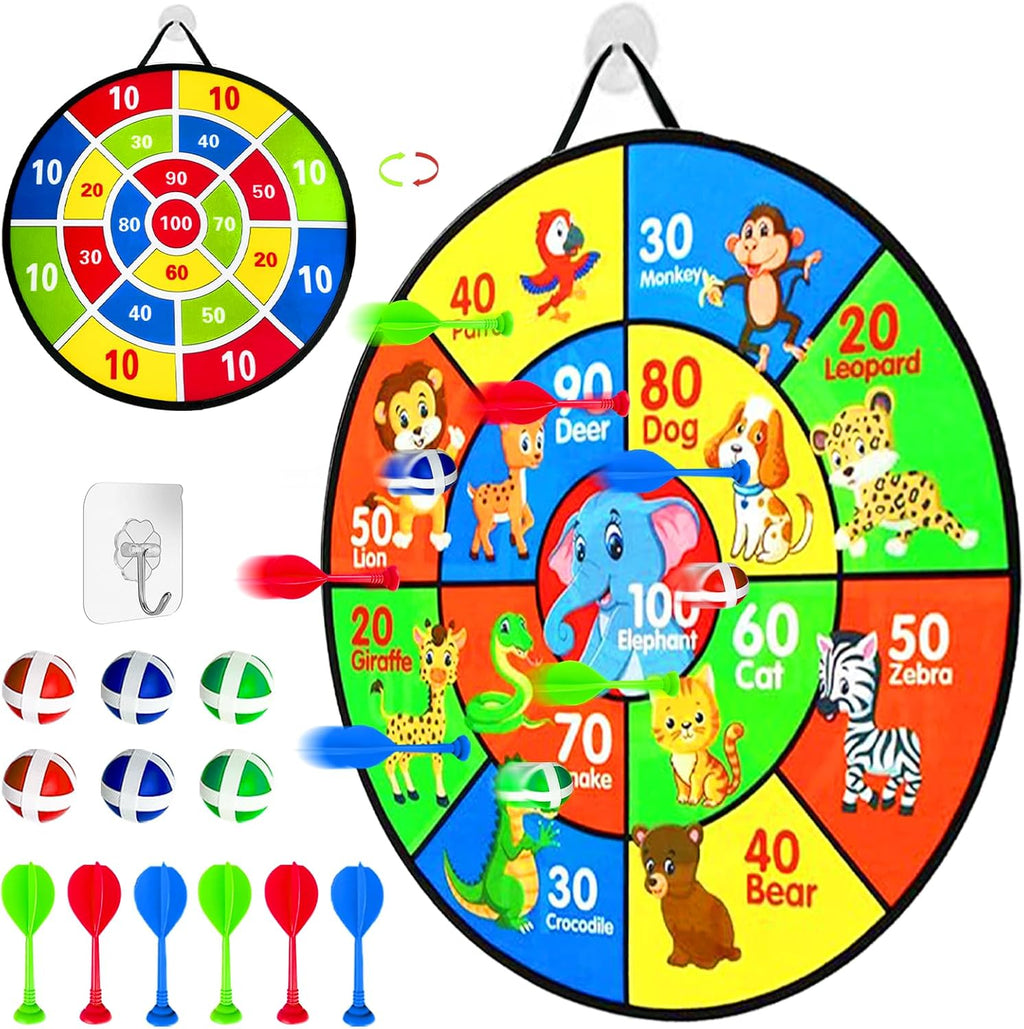 Dartscheibe Für Kinder,66 Cm Klett Dartscheibe Faltbares,Doppelseitige Dartscheibe Anzug Kinder Gamewurfspiel, Mit 6 Klebrigen Kugeln,Geburtstagsgeschenke Für 3 Jahre Und Ält