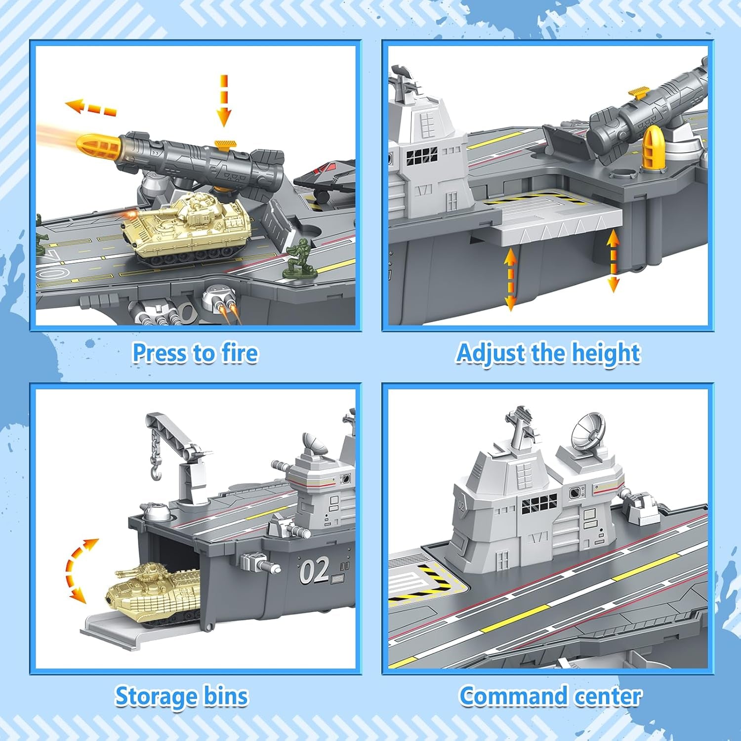 Deao Modellschiff-Flugzeugträger, Militär Flugzeug Spielzeug Set Für Kinder | Schlachtschiff Modell Mit Spielzeugsoldaten, Hubschrauber, Militärflugzeuge, Panzer, Kampfschiff Spielzeug Militärspielsachen