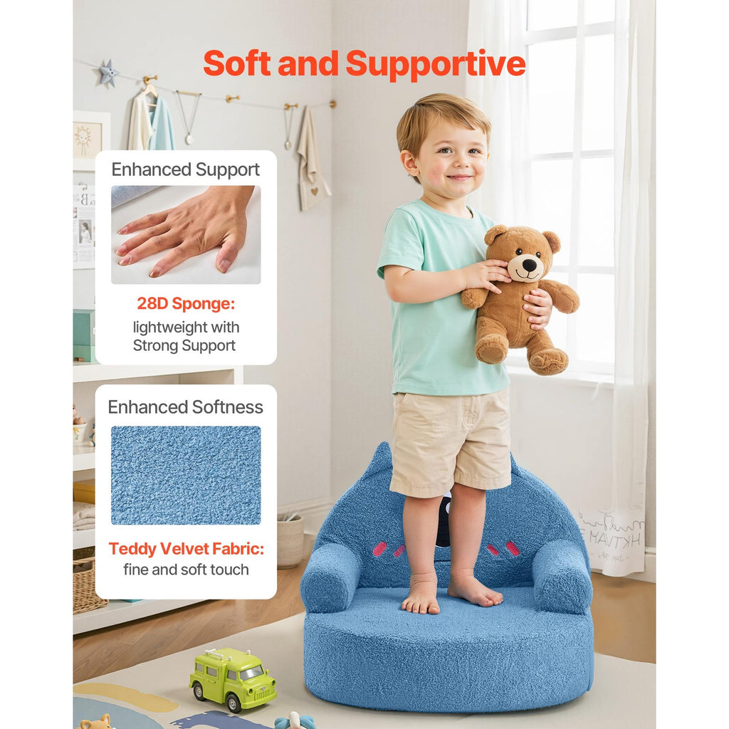Uimoso Kindersofa Im Monster-Design Mit Armlehnen, Blau