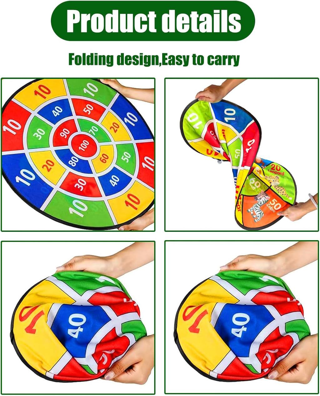 Dartscheibe Für Kinder,66 Cm Klett Dartscheibe Faltbares,Doppelseitige Dartscheibe Anzug Kinder Gamewurfspiel, Mit 6 Klebrigen Kugeln,Geburtstagsgeschenke Für 3 Jahre Und Ält