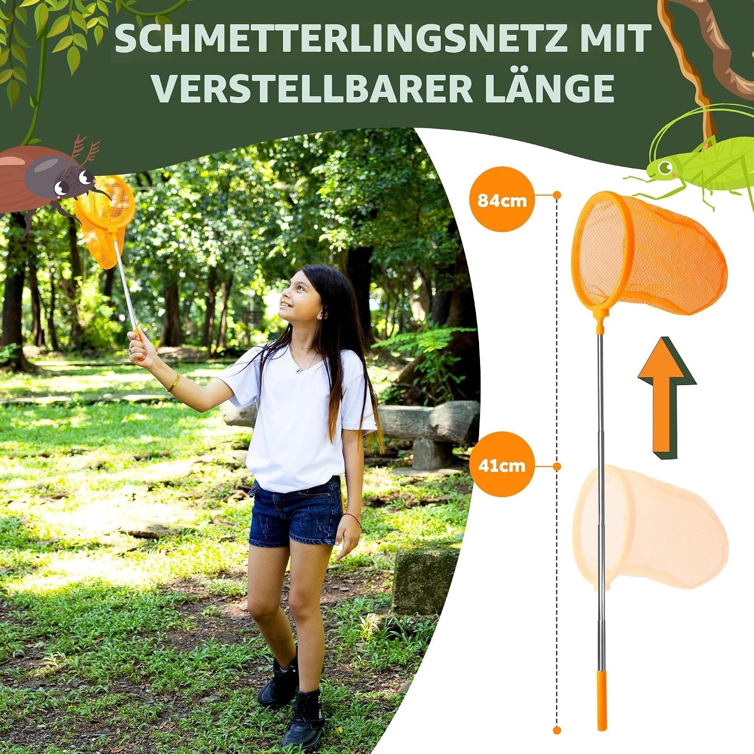 Forscherset Für Kinder Ab 6 - Insekten Forscherset Kinder Mit Fernglas Für Kinder, Becherlupe, Schmetterlingsnetz, Lupenglas Für Kinder