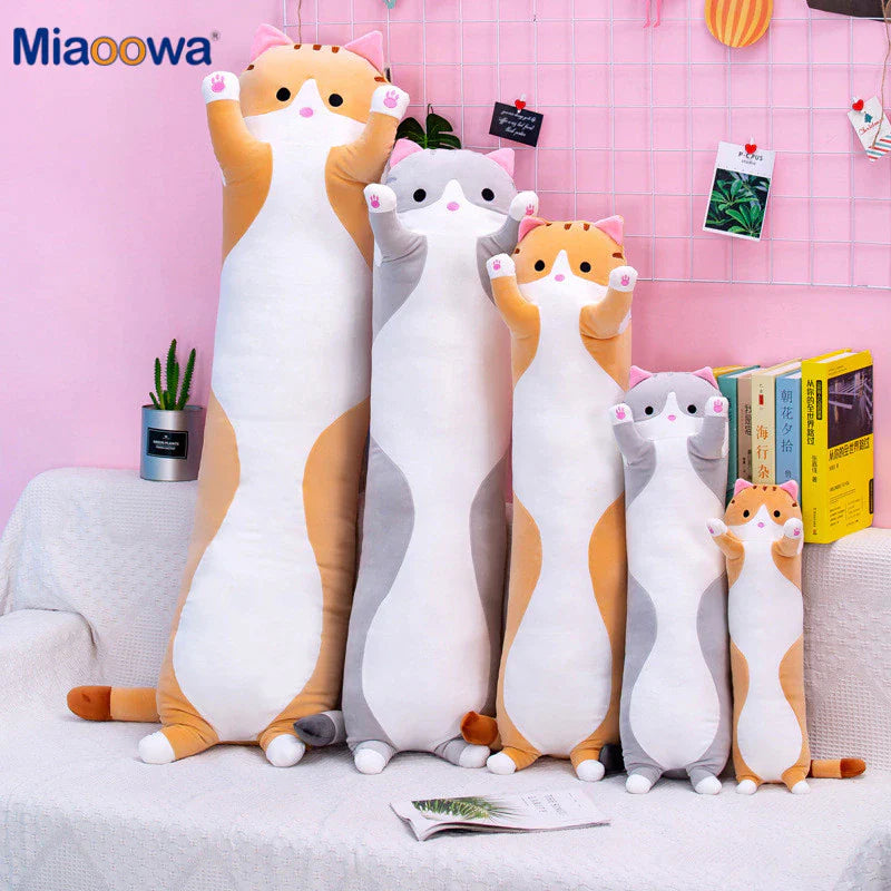 130Cm Cute Soft Long Cat Pillow Plush Toys Stuffed Pause Office Nap Pillow Bed Sleep Pillow Home Decor Gift Doll for Kids Girl