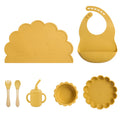 7Pcs/Set Baby Silicone Children'S Tableware Waterproof Bib Food Grade Baby Dishes Plate Suction Bowl Newborn Sippy Cup and Spoon
