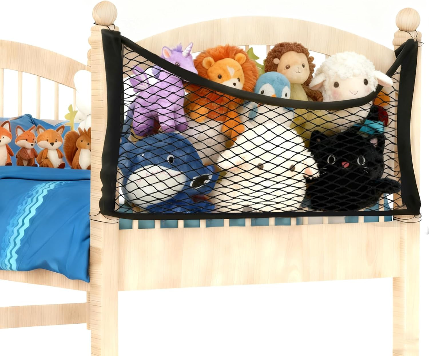 Bettseite Stofftier Organizer, Kuscheltier Aufbewahrung Netz, Boho Makramee Stofftier Hängematte Hängend Spielzeug Organizer Spielzeug Kuscheltier Aufbewahrung Netz