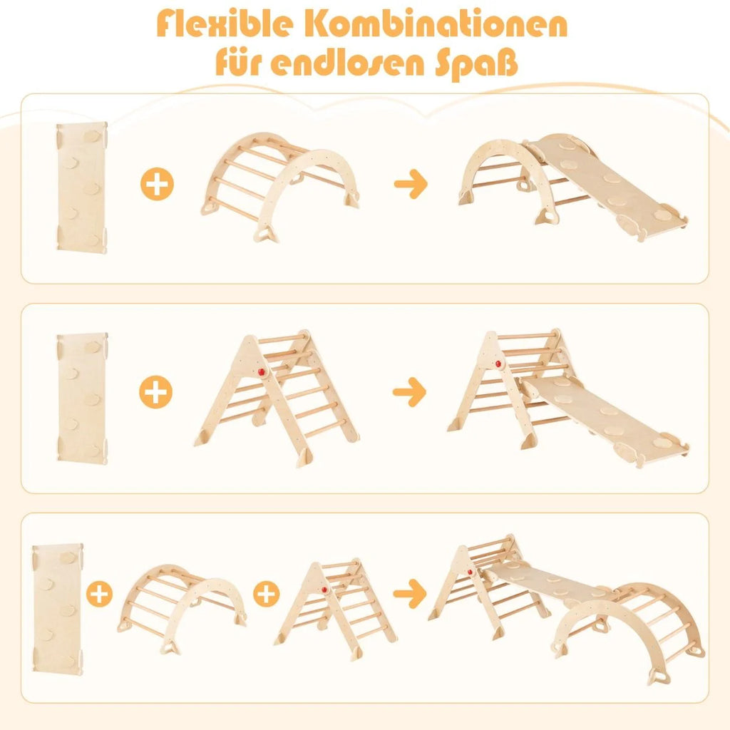 Kletterdreieck Mit Rutsche & Kletterbogen Klettergerüst Inkl. Doppelseitige Rampe