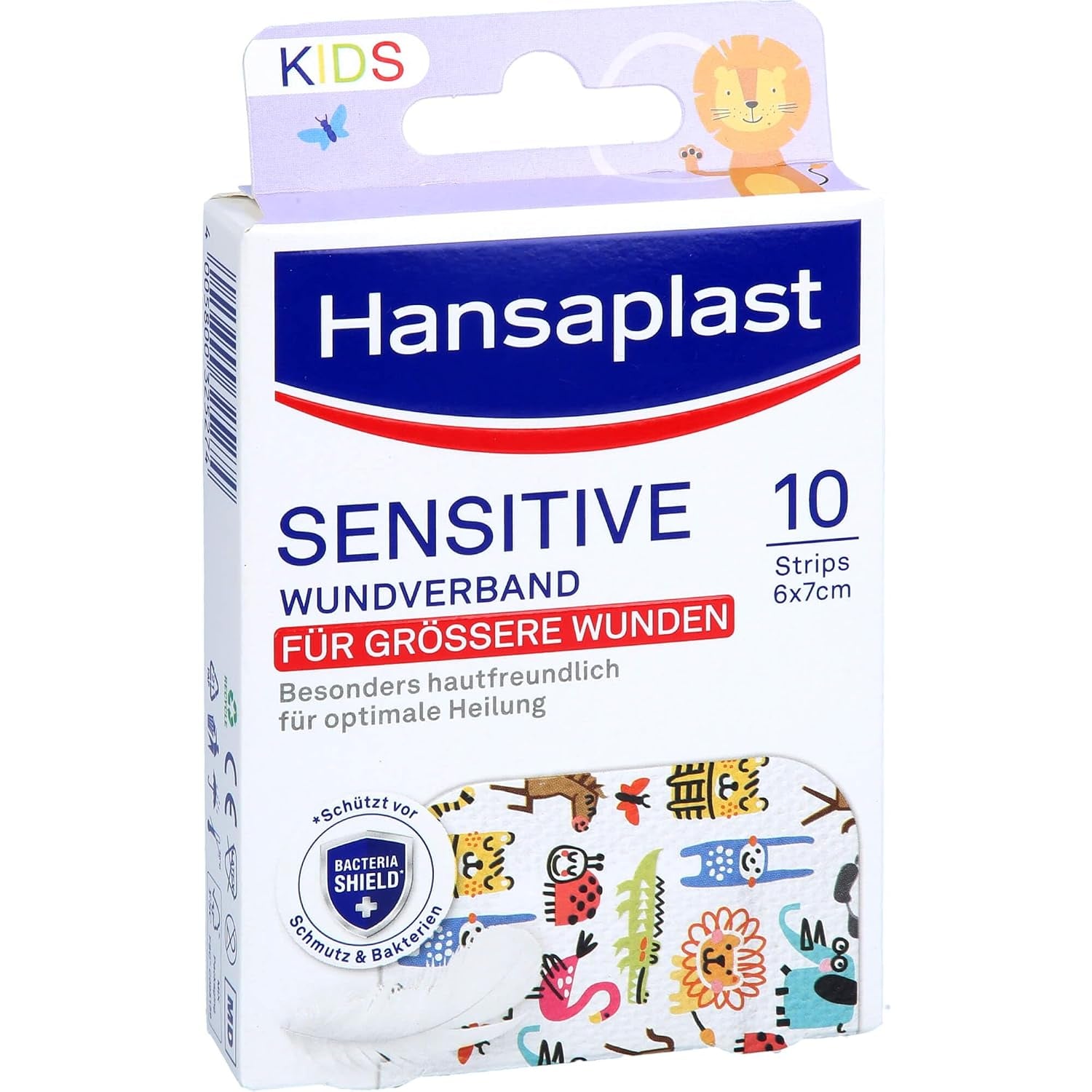 Hansaplast Sensitive Kids Wundverband (6 X 7 Cm), Besonders Hautfreundliche Wundpflaster Für Mittlere Bis Größere Oberflächliche Wunden, Schmerzlos Zu Entfernendes Kinderpflaster