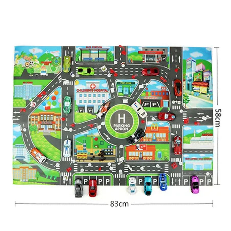 Road Mat Children Traffic Car Map Boy Girls Educational Toy Road Carpet Playmat for Baby Mats Cartoon City Rug Kids Toys Games