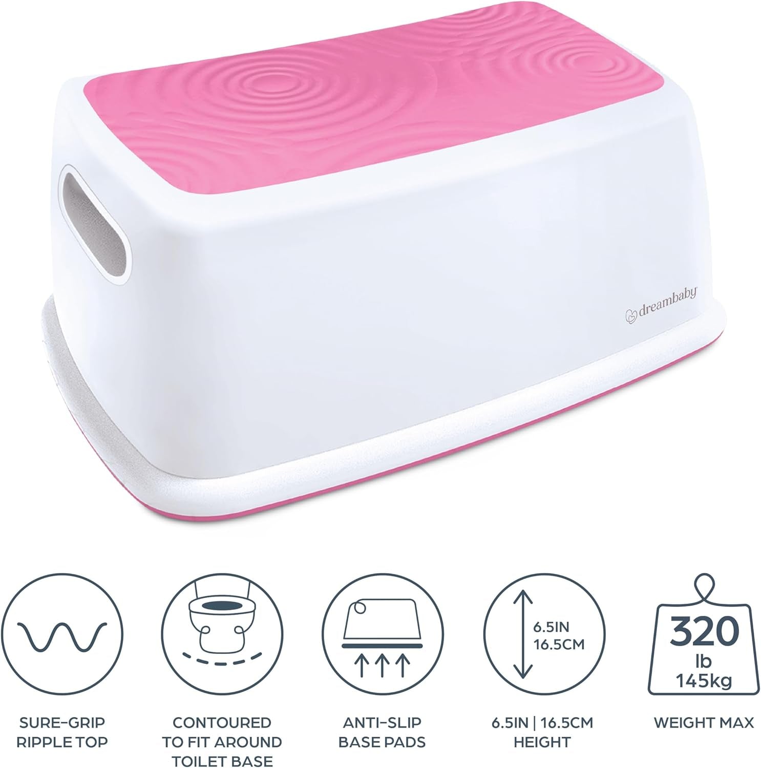 Easy-Up Toddler & Me Premium Step Stool - Anti-Slip Base & Sure-Grip Topper - Supports up to 145Kg - Easy to Clean, Lightweight and Durable Step up for Toddlers, Kids & Adults - Pink