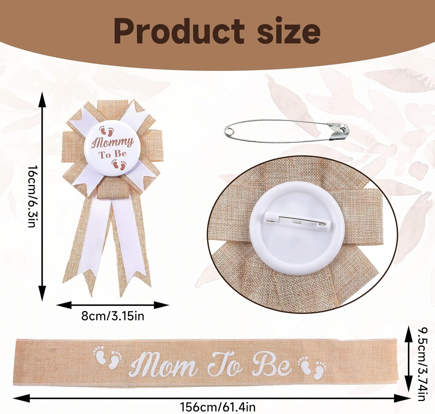Mom to Be Schärpe Baby Shower Deko Set Mit Mom to Be Daddy to Be Abzeichen Baby Shower Schärpe Sackleinen Gürtel Für Mom to Be Anstecknadel Für Papa Babyparty Geschenk Party Dekoration